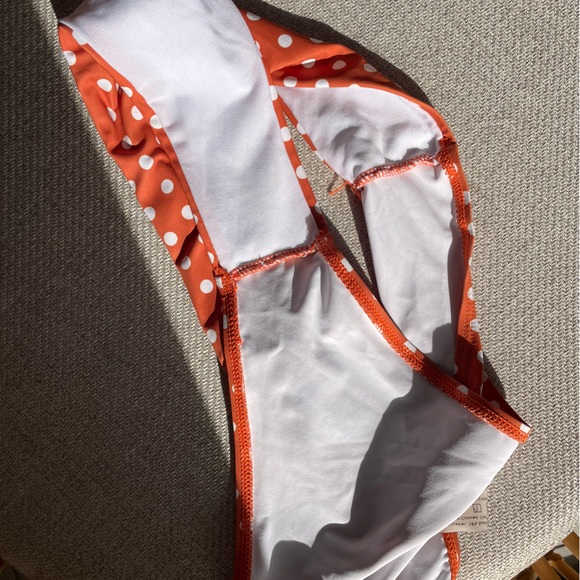 Orange & White Polka Dot Bathing Suite - Picture 7 of 7